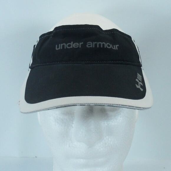 Under Armour Run Lightweight Strapback Sun Visor Cap Hat Black White Heat Gear - Picture 3 of 9